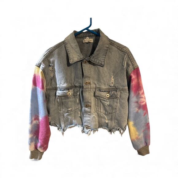 Dance & Marvel Cropped Jean Jacket - Size Medium - Picture 2 of 4